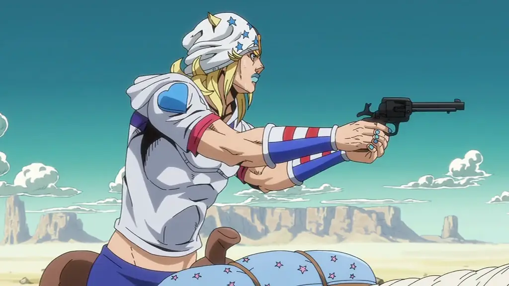 Johnny, revolver en main, appelle Gyro après sa disparition dans le désert.